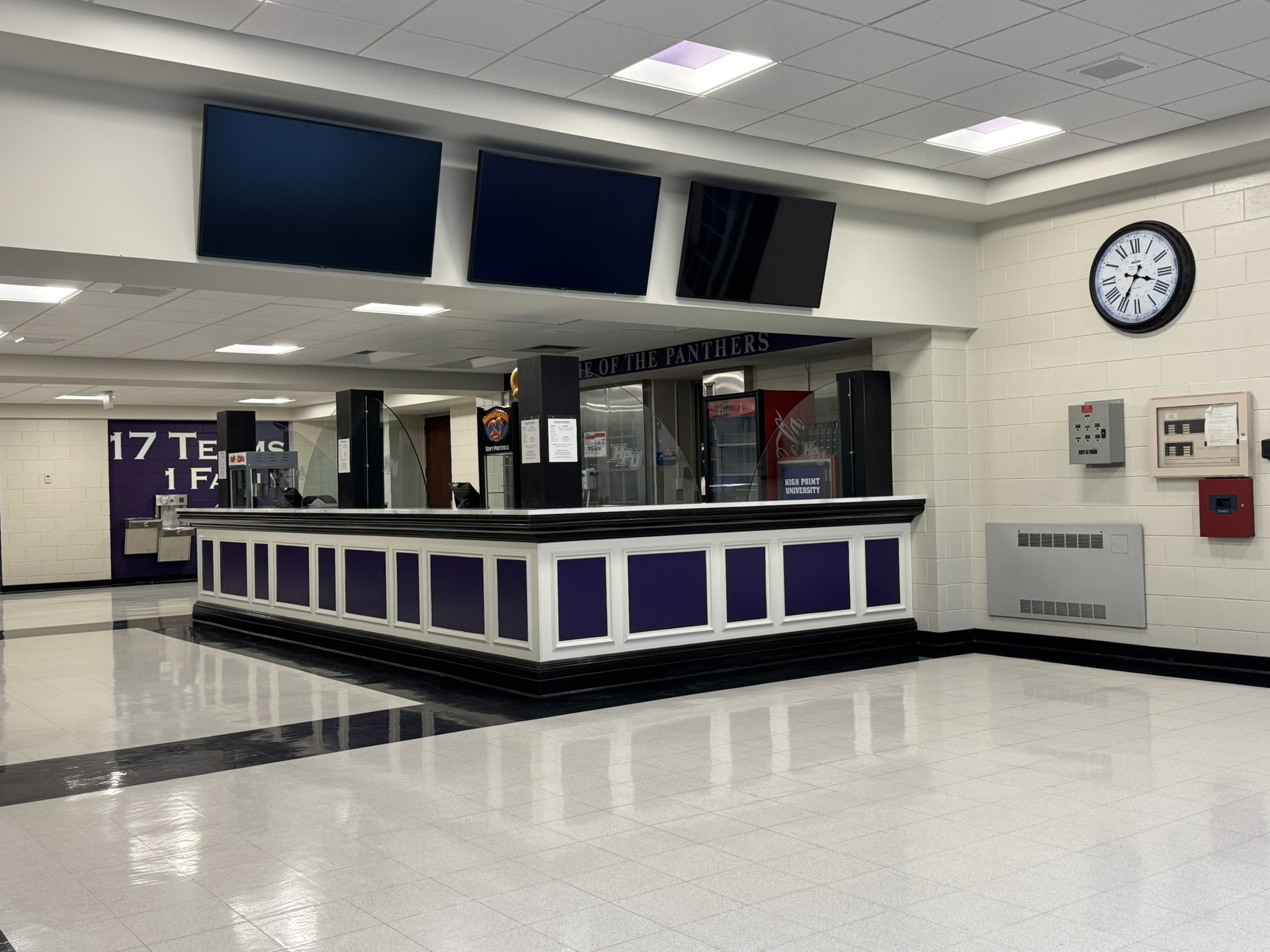 High Point University lobby and concession counter