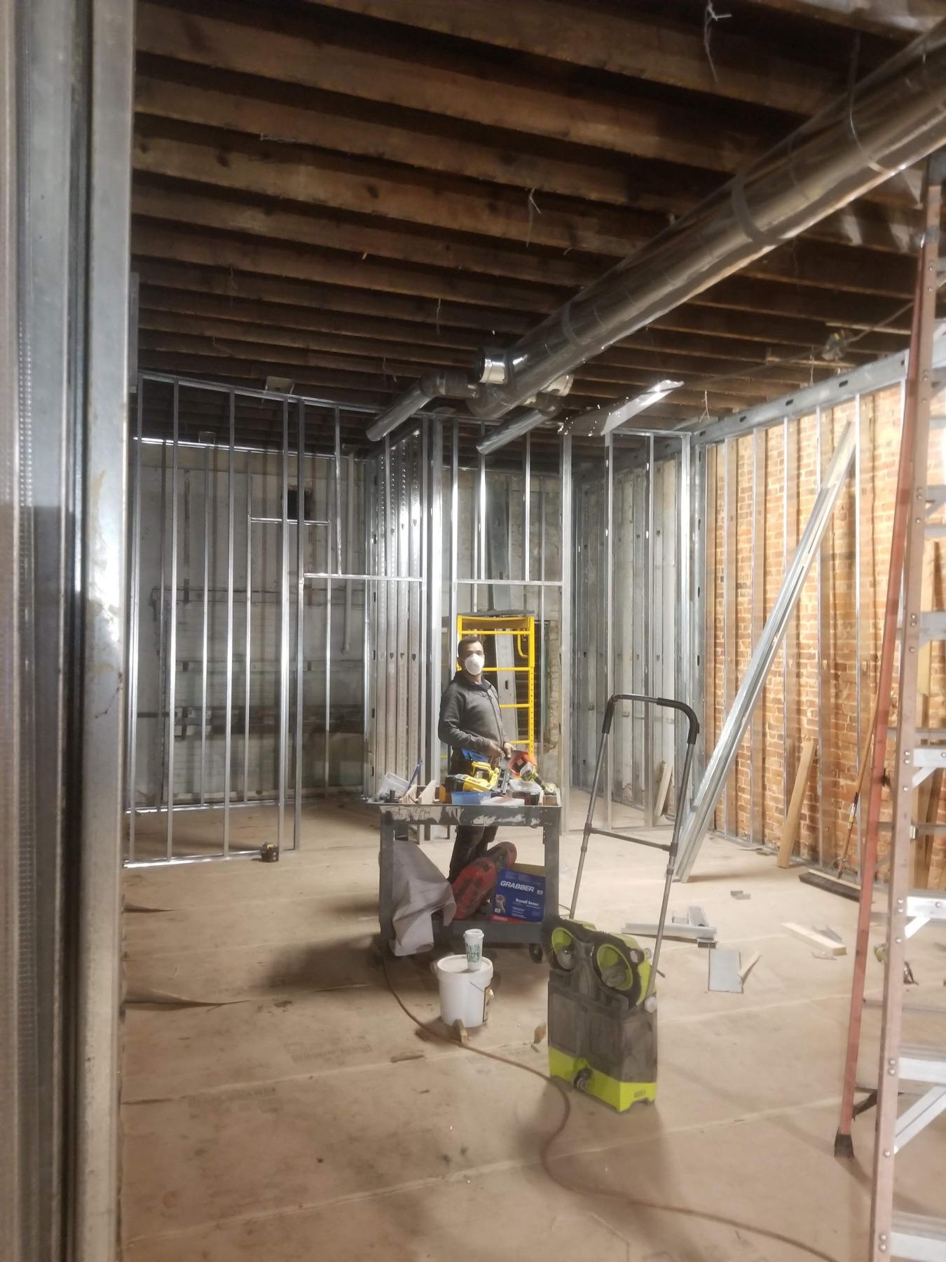Inside the restoration · Framing and original structure