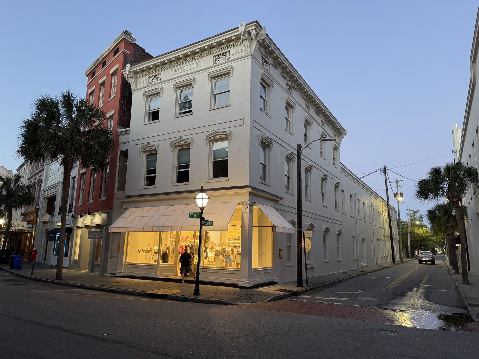 SKIMS Charleston corner storefront at King and Beaufain Streets